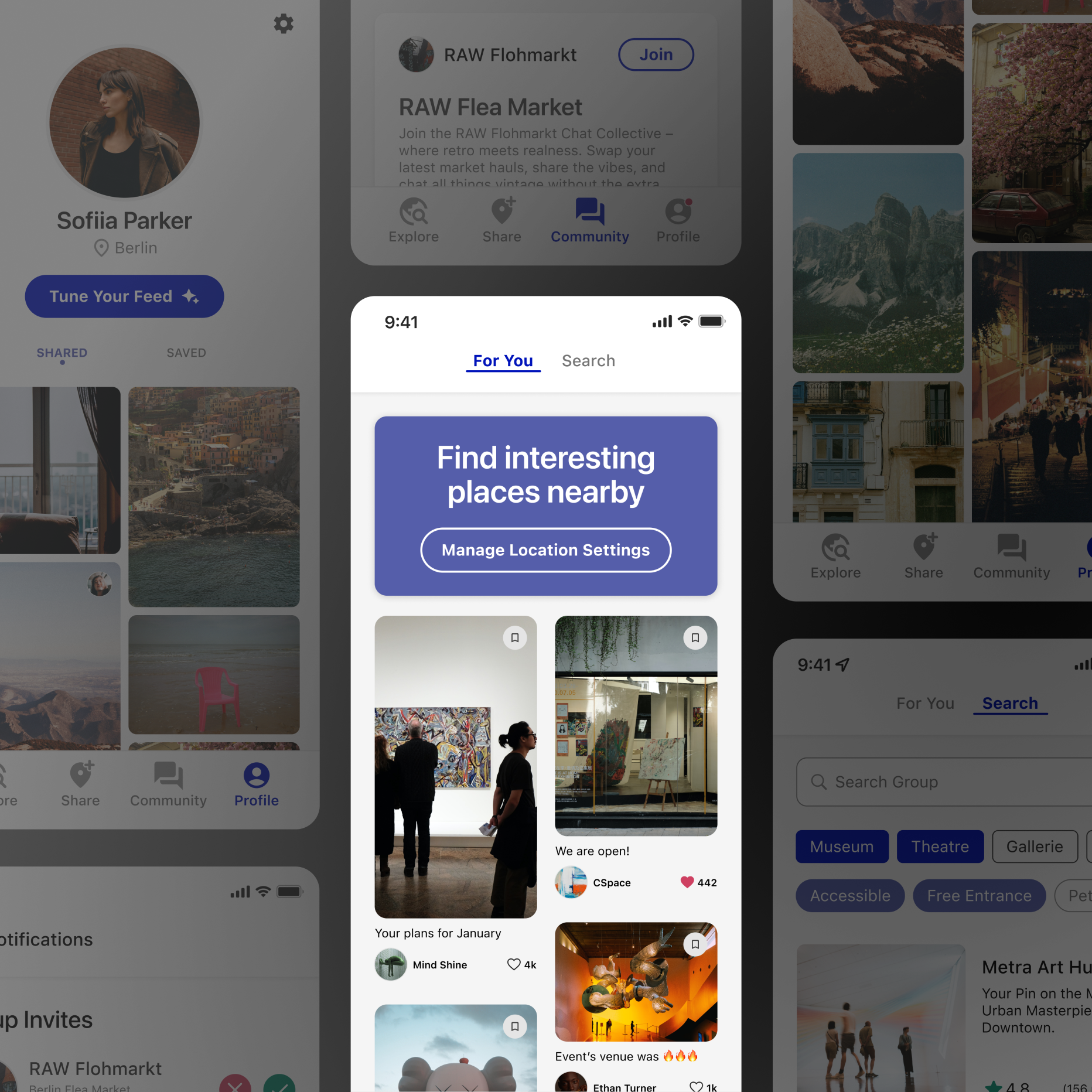Social network mobile app with personalised feed