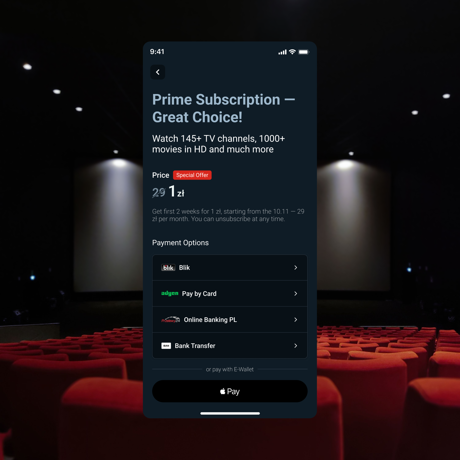 Subscription Video on Demand platform payment and plans UX/UI design